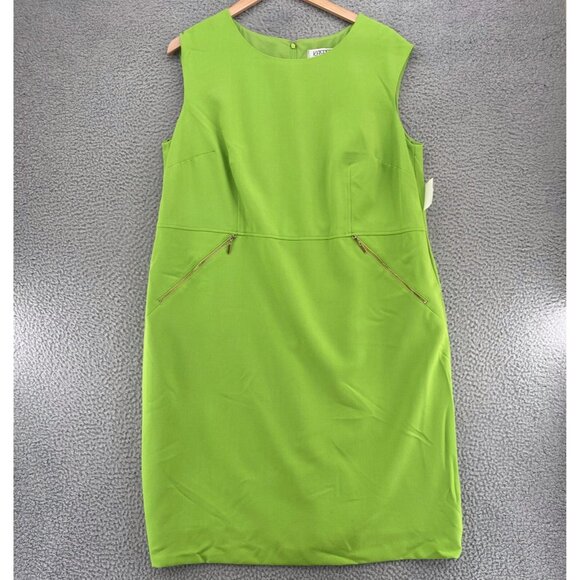 Kasper Dress Womens 18W Plus Green Sheath Zipper Accent Knee Length Stretch NWT - Picture 1 of 11